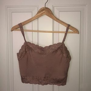 Brandy Melville mauve lace/silk crop